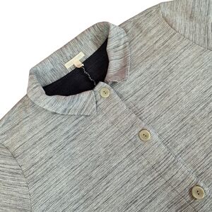 Eileen Fisher Organic Cotton Chevron Knit Button Jacket Women XL Neutral